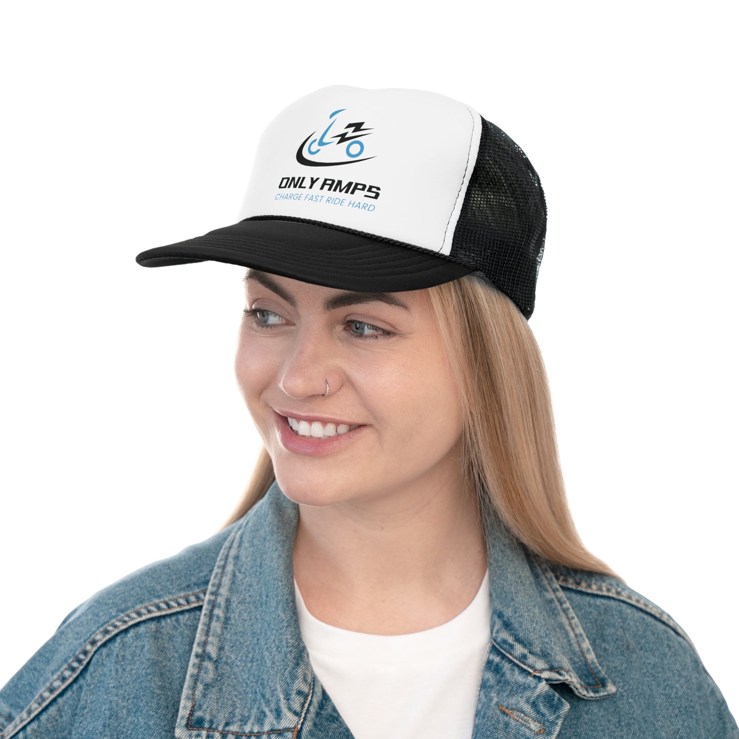 Only Amps Trucker Cap - Charge Fast Ride Hard, Perfect for Outdoor Enthusiasts
