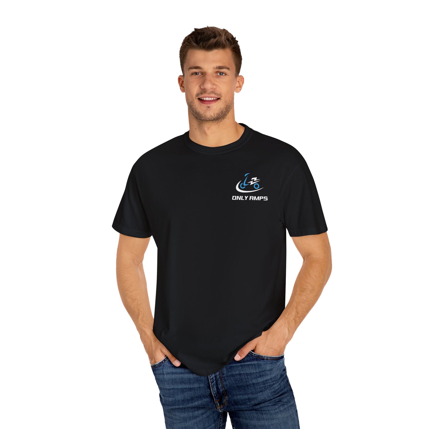 Unisex Garment-Dyed T-Shirt - ONLY AMPS Charge Fast Ride Hard