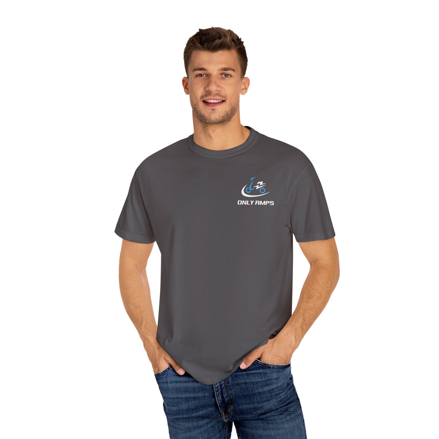 Unisex Garment-Dyed T-Shirt - ONLY AMPS Charge Fast Ride Hard