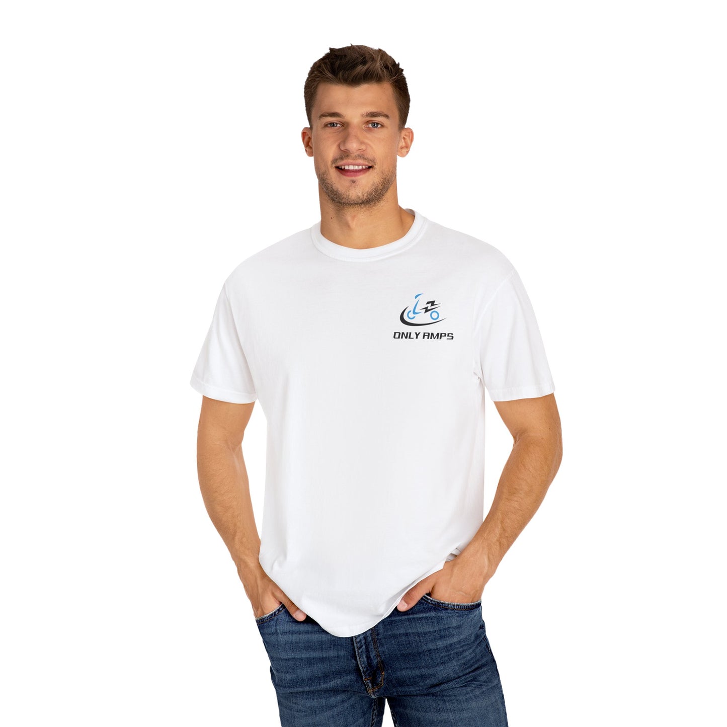 Unisex Garment-Dyed T-Shirt - ONLY AMPS Charge Fast Ride Hard