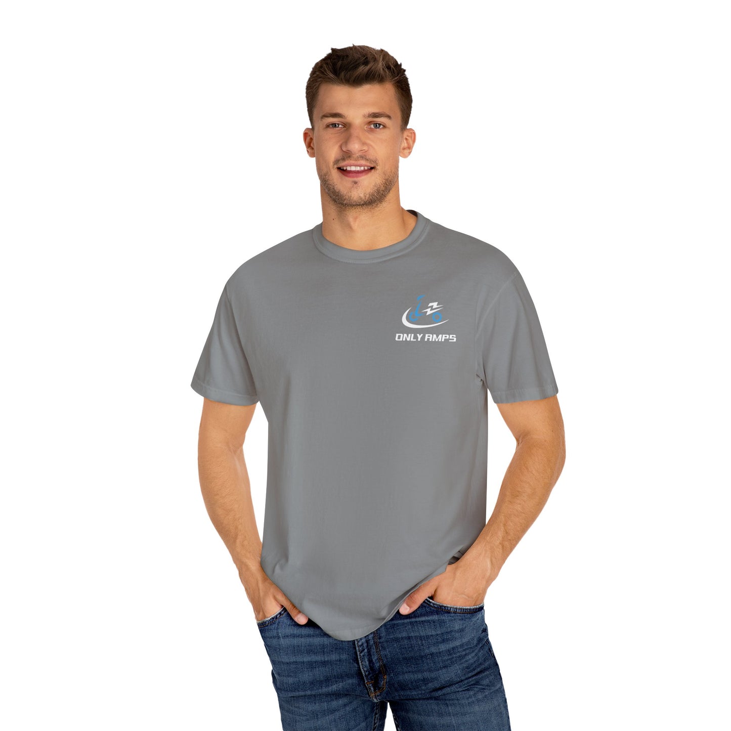 Unisex Garment-Dyed T-Shirt - ONLY AMPS Charge Fast Ride Hard