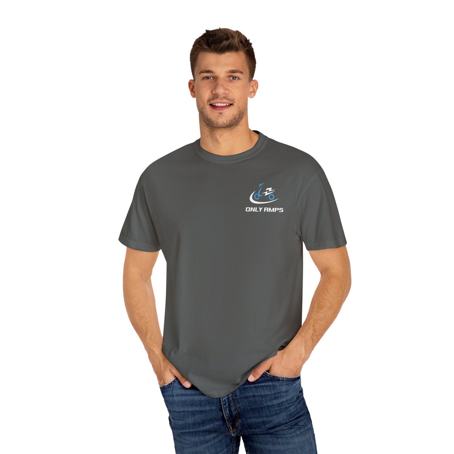 Unisex Garment-Dyed T-Shirt - ONLY AMPS Charge Fast Ride Hard